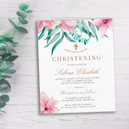 Elegant för blommigt av budgetrosa -  - ristinbjud
