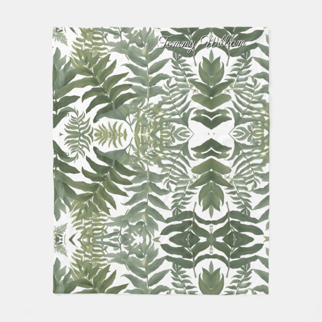 Elegant för Blommigt av Grönt Fleecefilt (Framsidan)