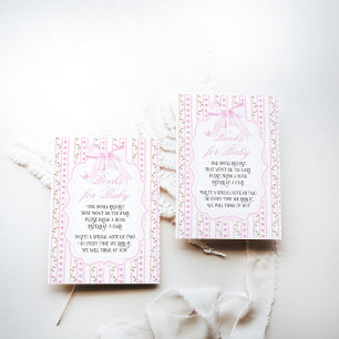 Elegant för Blommigt av Rosa Bows Baby Shower Bo Tilläggskort