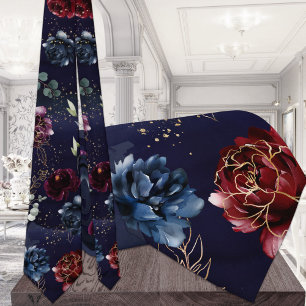 Elegant för Blommigt av vattenfärgen Burgundy Navy Slips