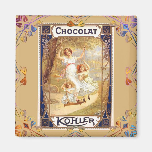 Elegant för blommigt av viktoriansk chokladmärknin magnet (Framsidan)