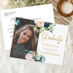elegant för blommigt vattenfärg, studenten meddelande vykort