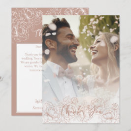 Elegant för Boho Modern Rosa Blommigt Photo Tack Kort