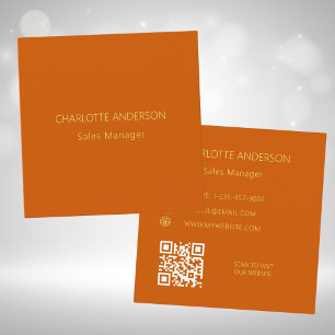 Elegant för bränd orange - minimalistisk QR-kod Fyrkantigt Visitkort