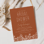 Elegant för bränd Orange-Möhippa för Wildblomma Inbjudningar<br><div class="desc">Minimalistisk WildblomLine Art Burnt Orange Boho Terracotta Elegant och Modern Script Möhippa för hösten (Fall),  vinter-,  Vår- eller sommarinbjudningar - innehåller vacker och elegant skripttypografi för den speciella bruden som ska vara före - Bröllop firande.</div>