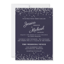 Elegant för  Bröllop Navy Blue Silver Glitter