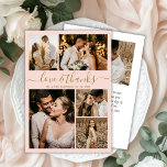 Elegant för budgetskript Foto Bröllop Tack Flygblad<br><div class="desc">Budgeterad Elegant Guld och Rosa Bröllop 5 Photo Collage Tack till ett rimligt pris för lågbudgetflygare. Modern bröllop tackar dig för en mall med fem (5) foto på framsidan och ett (1) foto på baksidan. På framsidan av det pappra typografiskriptet "Kärlek and tack" i ett snabbt, bokstaverat typsnitt i guld...</div>