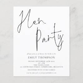 Elegant för budgetskript Svartvit Hen Party