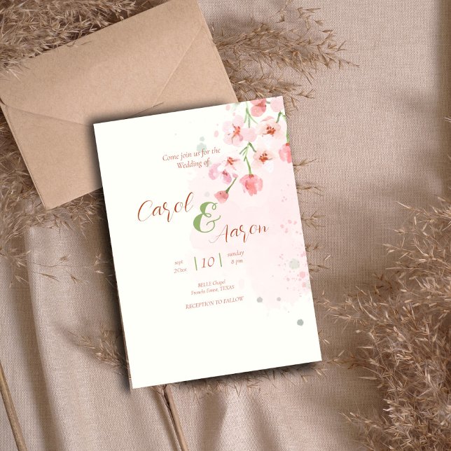 elegant för budgetvattenfärg, unik botanisk bröllo flygblad (Skapare uppladdad)