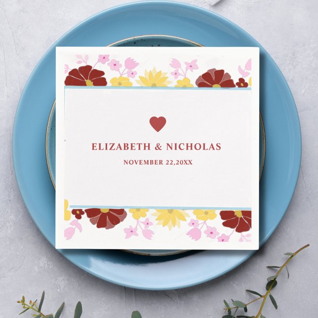 elegant för burgundär blommigt i modern bröllop pappersservett (Skapare uppladdad)