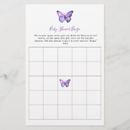 Elegant för Butterfly Baby Shower Bingo Game Flygblad