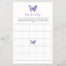Elegant för Butterfly Baby Shower Bingo Game