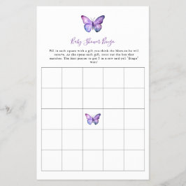 Elegant för Butterfly Baby Shower Bingo Game Flygblad