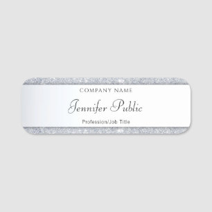 Elegant för Calligraphed Silver Glitter Namnbricka