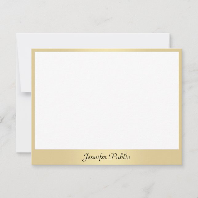 Elegant för Calligraphy Script Namn Text Guld Anteckningskort (Framsida)