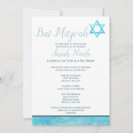 Elegant för Chic av bat mitzvah blå opal vattenfär Inbjudningar