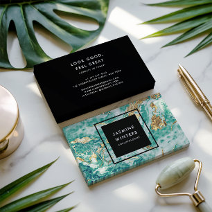 elegant för chic av guldfolie av turkos visitkort
