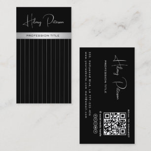 elegant för chic, svart/vitt diskret rand Qr-kod Visitkort
