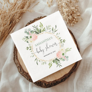 elegant för den rosan av vita gröna blommigten gu pappersservett