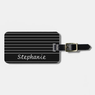 Elegant för det anpassade namnet Monogram Black Wh Bagagebricka