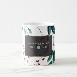 Elegant för djup blå Blommigt, bröllop Kaffemugg