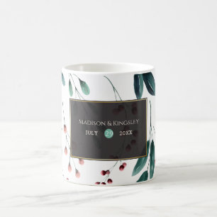 Elegant för djup blå Blommigt, bröllop Kaffemugg