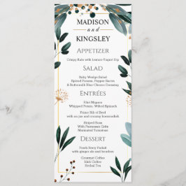 Elegant för djup blå Blommigt, bröllop Meny