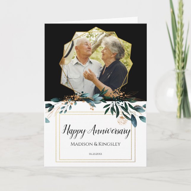 Elegant för djup blå Blommigt, bröllop Tack Kort (Framsida)