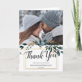 Elegant för djup blå Blommigt, bröllop Tack Kort