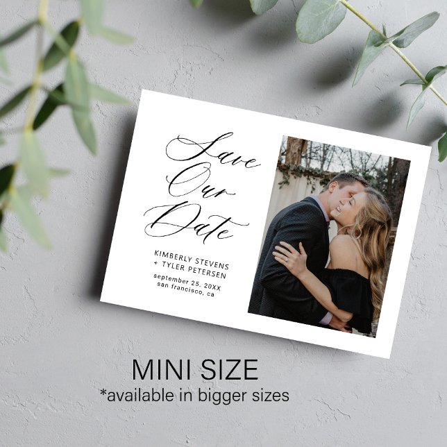 Elegant för enkel fotochic  skript bröllop spara p anteckningskort (Skapare uppladdad)