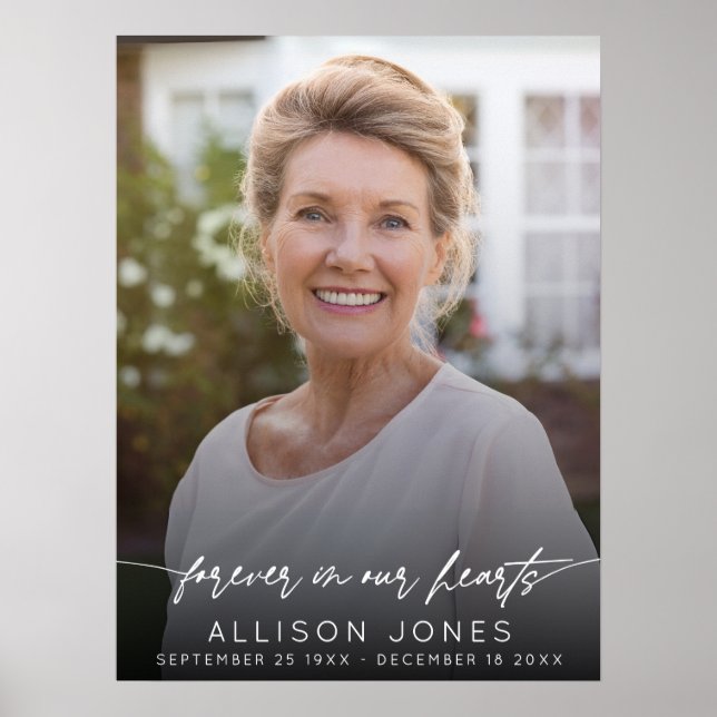 Elegant För evigt i våra hjärtan Script Foto Begra Poster (Framsidan)