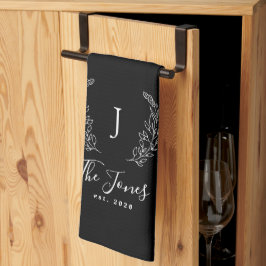 Elegant för familjemonogram och namn personlig kökshandduk