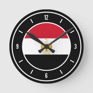 Elegant för Flagga av egypten Rund Klocka