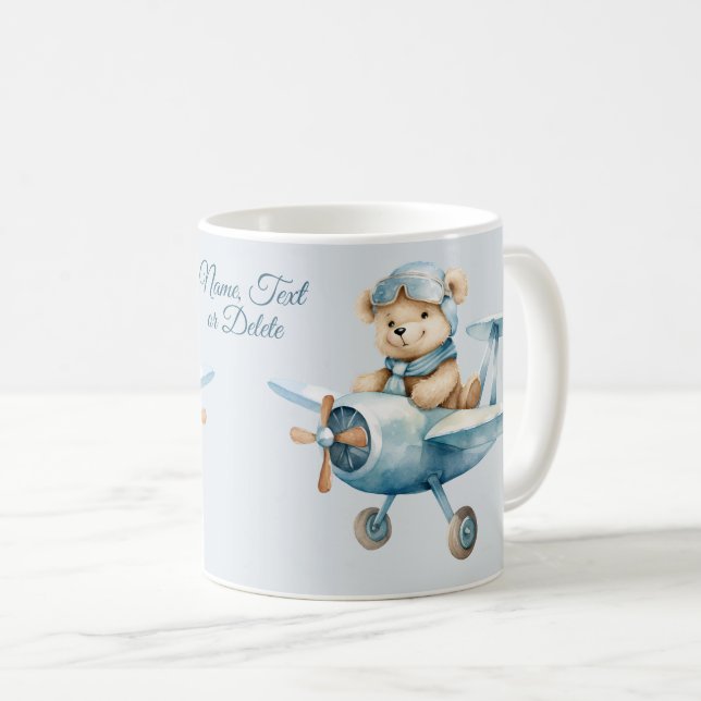 Elegant för flygplanet Lycklig Blue Bear Pilot Kaffemugg (Framsida höger)