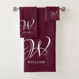 Elegant för första Personligen Burgundy Monogram