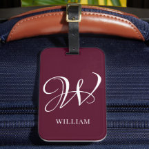 Elegant för första Personligen Burgundy Monogram