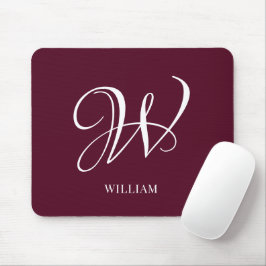 Elegant för första Personligen Burgundy Monogram Musmatta