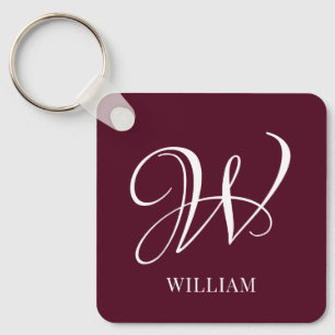 Elegant för första Personligen Burgundy Monogram Nyckelring