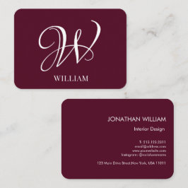 Elegant för första Personligen Burgundy Monogram Visitkort
