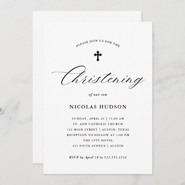 Elegant för genderneutralt för Calligraphy | Inbjudningar (Fram/baksida)