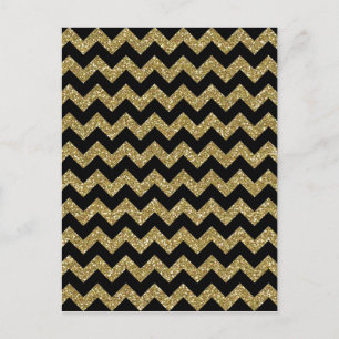 Elegant för Golden Chevrons Chic Skriv ut Vykort