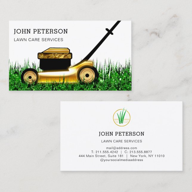 Elegant för  gräddskärningstjänster för gräsmatta visitkort (Fram/baksida)