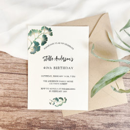 Elegant för grått skript vid födelsedag: enkel inbjudan vykort