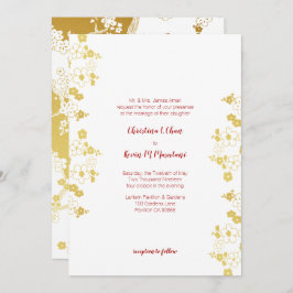 Elegant för guld och körsbärsröd inbjudningar