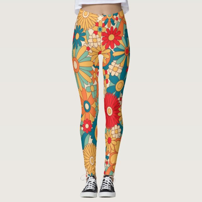 Elegant för handmålad Blommigt Leggings (Framsida)