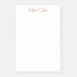 Elegant för handskriftsskript Enkelt rödvitt vanli Post-it Block