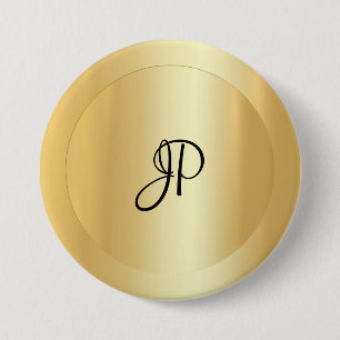 Elegant för handskriven Monogram Faux Guld-mall Knapp