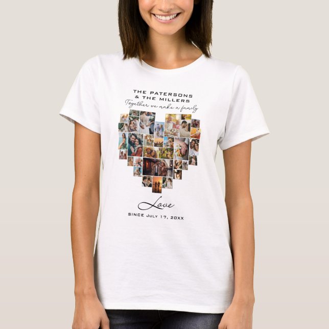 Elegant för Heart Photo Collage Family Annibröllop T Shirt (Framsida)