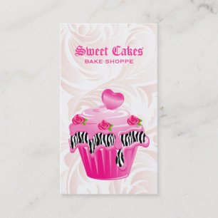 Elegant för hjärta för muffin för rosa sebra f visitkort