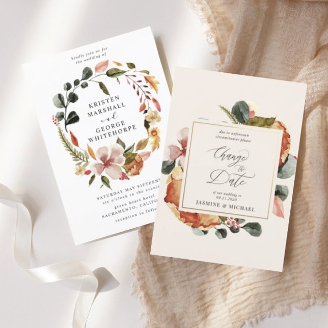 elegant för höstblommigt Ändra datuminbjudan Inbjudningar (Skapare uppladdad)